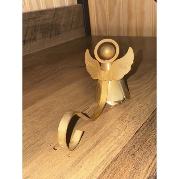 Angel Candle Snuffer Gold Plated On Brass Angel Halo Trumpet Curved Handle VTG - Picture 8 of 11